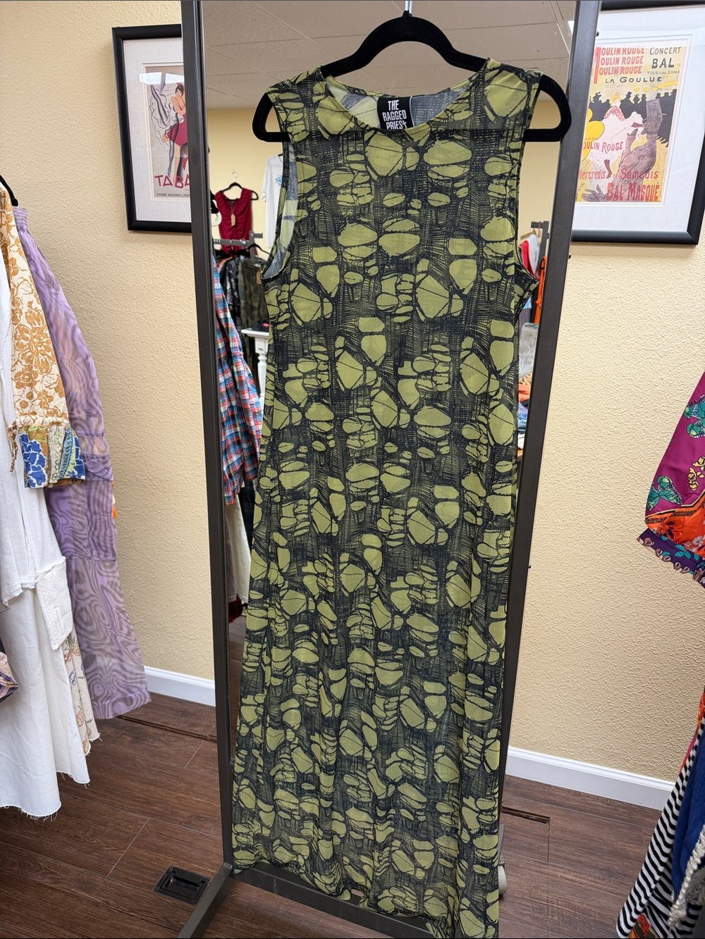 The Ragged Priest Olive & Black Abstract Sleeveless Maxi Dress
